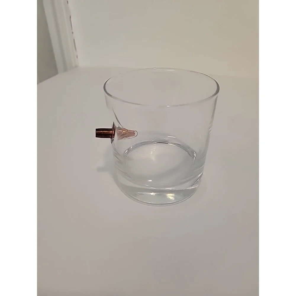 BenShot 11oz Rocks Glass with Real .308 Bullet Hand-Sculpted Whiskey Glass Set 4